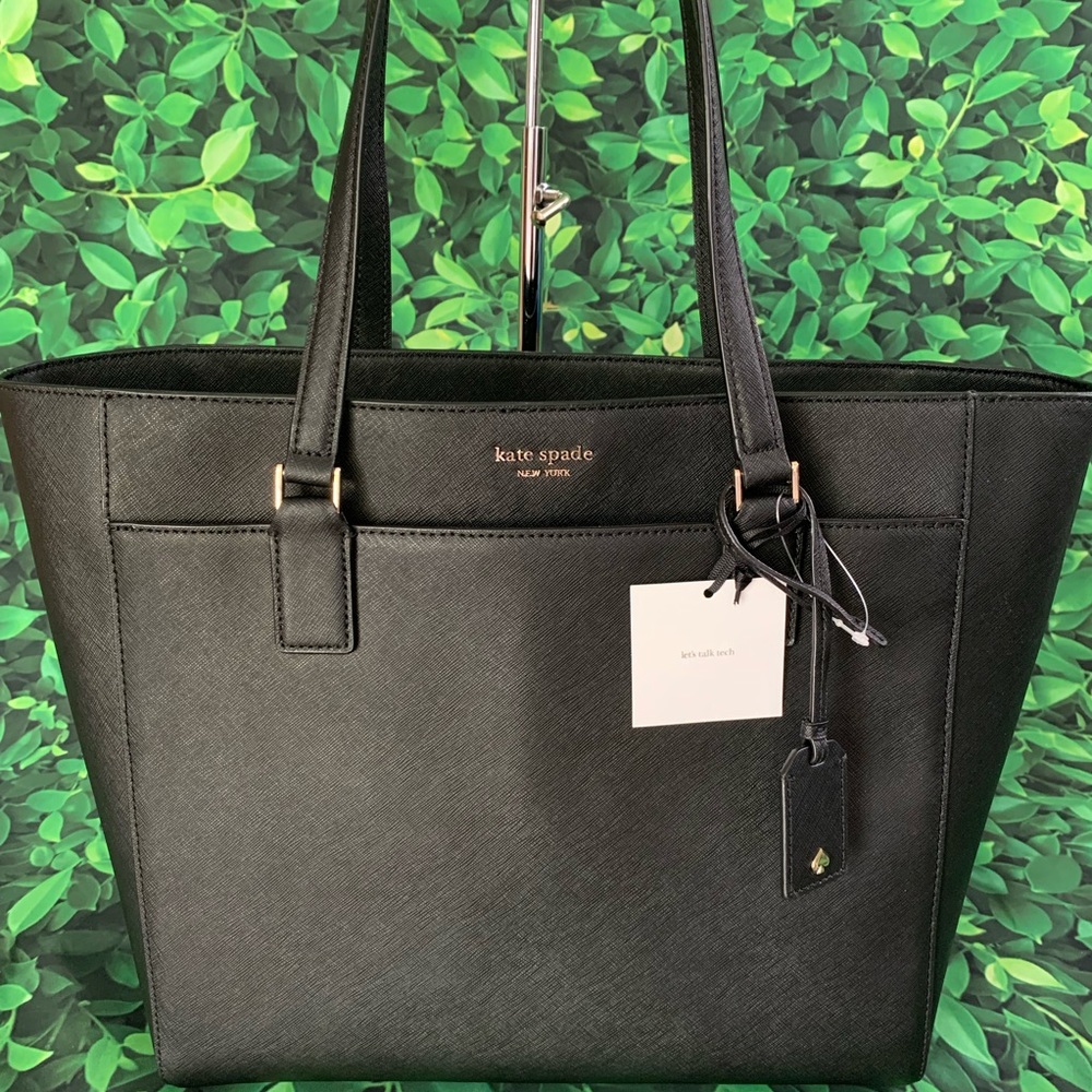 Cameron large laptop tote Kate spade black leather - Picture 1 of 6